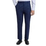 Raymond Men's Classic Fit Mid Rise Structure Pattern Polyester Blend Double Pleat Formal Trouser