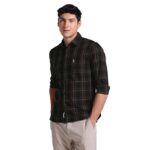 U.S. POLO ASSN. Mens Brown Tartan Collared Neck Long Sleeve Men's Casual Shirts
