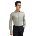 Raymond Men's Pure Cotton Solid Pattern Slim Fit Semi Cutaway Collar Full Sleeve Formal Shirt