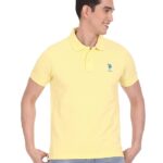 U.S. POLO ASSN. Men's Cotton Regular Fit Half Sleeve T-Shirts (Ustshc0050_Yellow_Xl)