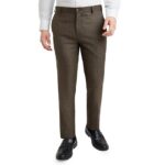 Raymond Men's Mid Rise Slim Fit Checks Pattern Poly Viscose Blend Flat Front Formal Trouser