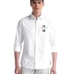 U.S. POLO ASSN. Mens Cotton Regular Fit White Solid Collared Neck Long Sleeve Casual Shirts