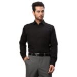 Raymond Men Slim Fit Solid Pattern Pure Cotton Semi Cutaway Collar Formal Shirt
