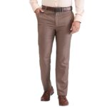 Raymond Men's Contemporary Fit Terylene Blend Solid Pattern Flat Front Formal Trouser
