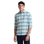 U.S. POLO ASSN. Mens Green Tartan Collared Neck Long Sleeve Men's Casual Shirts