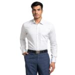 Raymond Men's Slim Fit Print Pattern Pure Cotton Full Sleeve Semi Cut Away Collar Formal Shirt